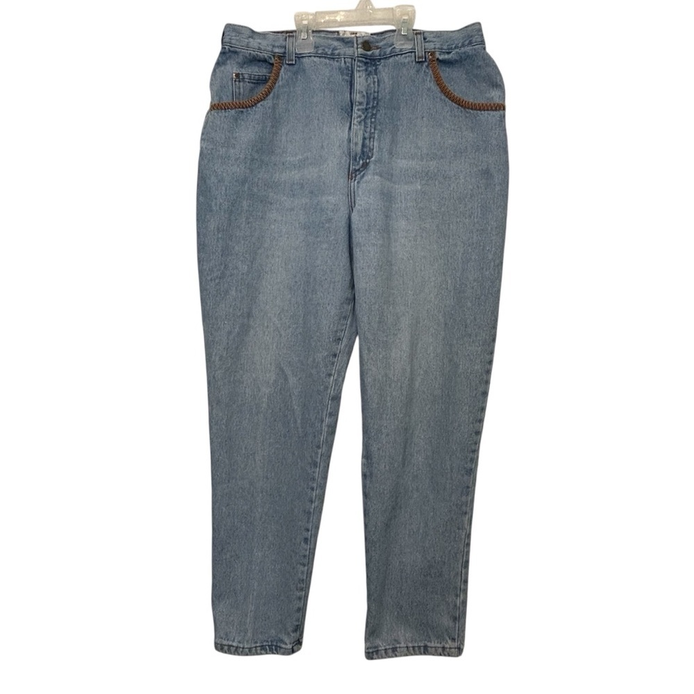 Vintage High Waist Light Wash Embellished Pockets Weatern Denim Jeans